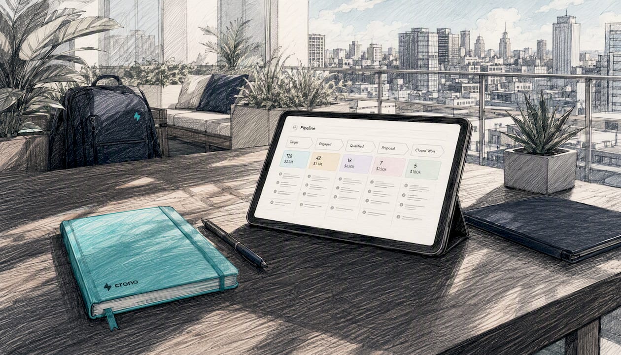 Close-up of automated sales workflow pipeline on devices