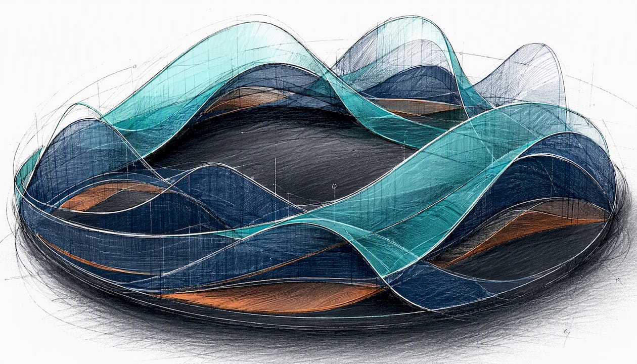Overlapping translucent bands symbolizing financial margins