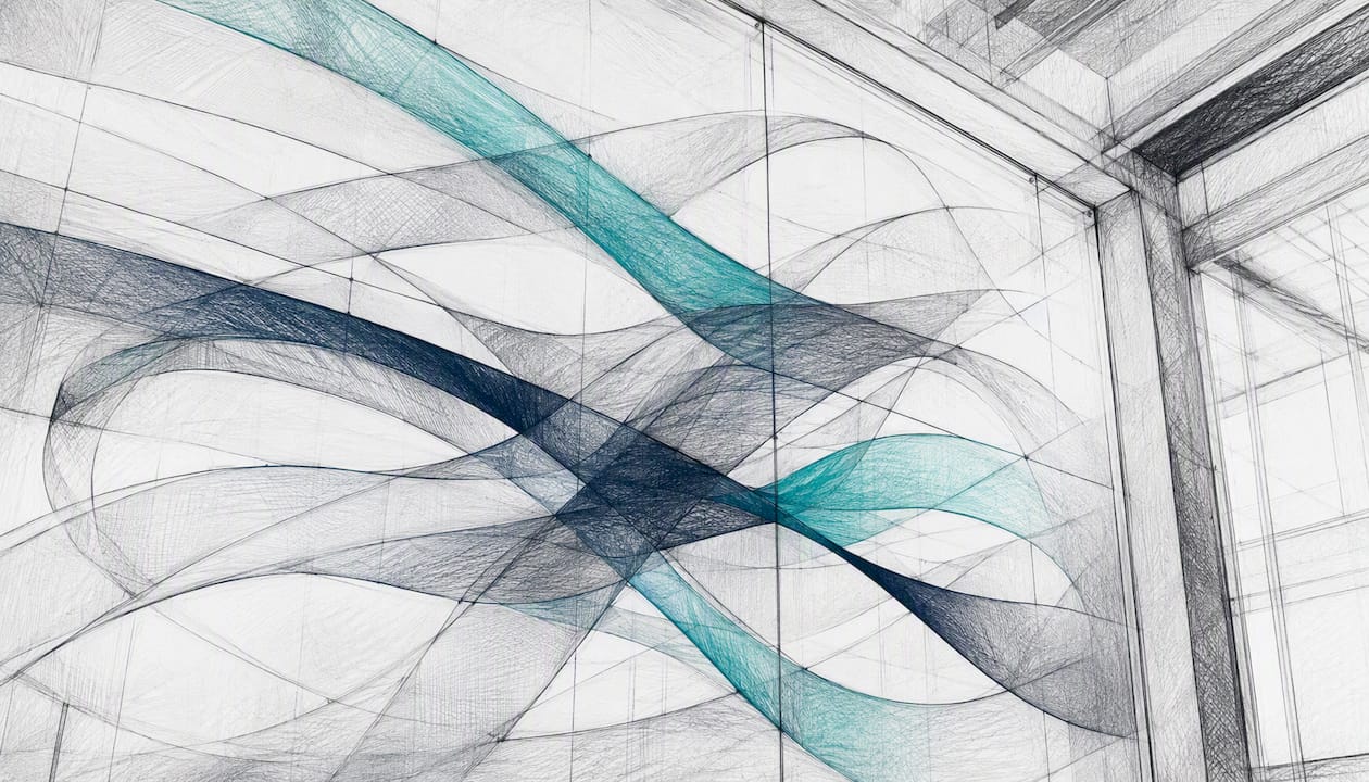 Abstract ribbons symbolizing sales channels