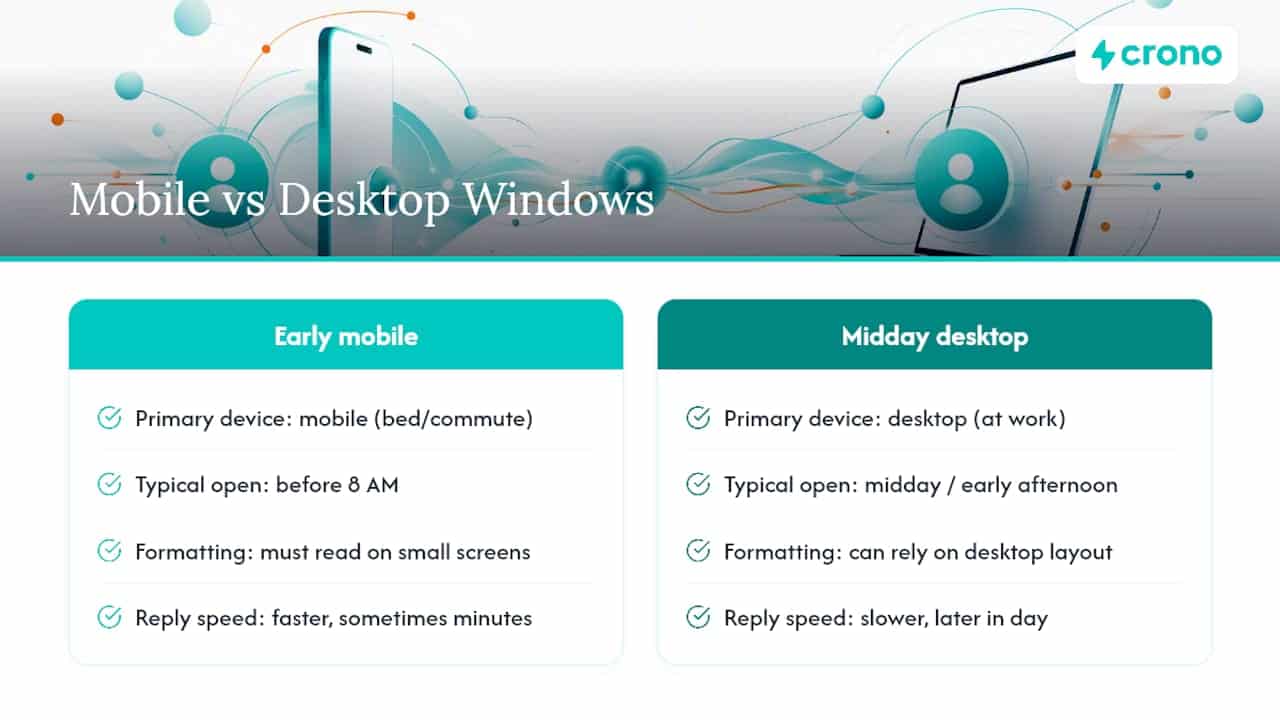 Mobile versus desktop email timing comparison