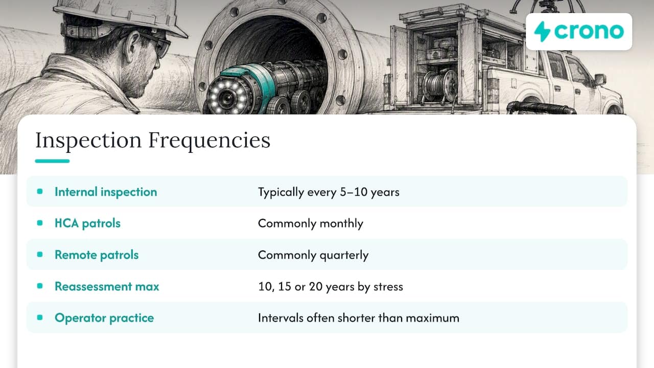 How often pipelines are inspected — overview diagram